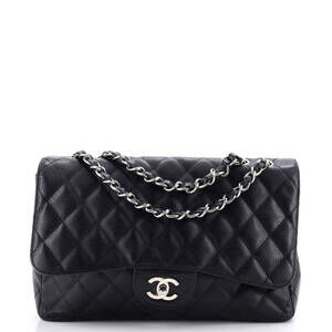 Chanel Jumbo Vintage Classic Single Flap Bag Quilted Caviar